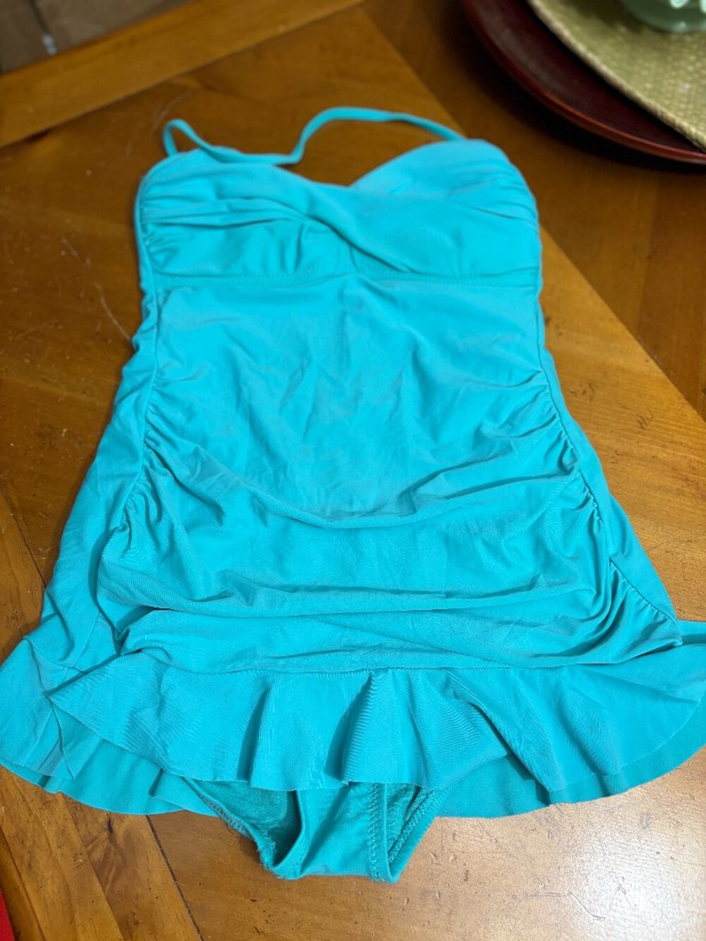 ABS by Allen Schwartz One Piece Swimsuit Teal Aqua Size 4